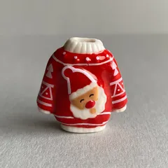 セーターのフェーブ／サンタ／クリスマス／ニット／フランス雑貨／陶器ミニチュア／ブロカント／ヴィンテージ／蚤の市／幸運の小さな陶器