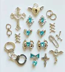 No.377　サブカル　地雷系　水色　シルバー　ネイルパーツ　セット