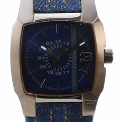 ディーゼル DIESEL 腕時計 ウォッチ クォーツ スクエア 青文字盤 ロゴ デニムベルト 茶 ブラウン DZ-1619 ■GY18 /MQ