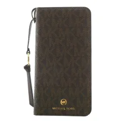 マイケルコース MICHAEL KORS スマホケース iPhoneケース iPhone 7 iPhone 8 iPhone SE 第2世代 PVC レザー 手帳型 MKシグネチャー 総柄 ロゴ ゴールド金具 茶色 ブラウン /XZ ■GY18のサムネイル