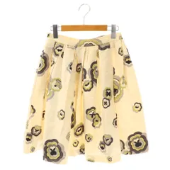 ミュウミュウ miumiu 花柄 フレアスカート シルク 42 ベージュ マルチカラー /ES ■GY53