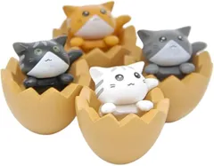 e-na.e-na インテリア 猫 グッズ 雑貨 猫ぐっつ 置物 玄関 小物 4個セット (イエロー,  小型)