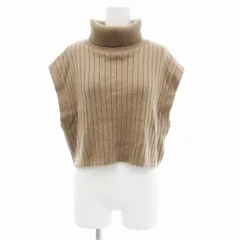 グリーンレーベルリラクシング ユナイテッドアローズ green label relaxing ノースリーブニット セーター タートルネック ショート丈 リブ ベージュ /JS ■MA