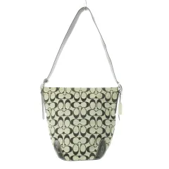 コーチ COACH ハンドバッグ ワンショルダー キャンバス レザー 革 シグネチャー 黒 ブラック 6076 /CK13 ■GY12