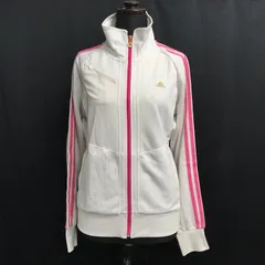adidas【アディダス】ジャージジャケット【レディースL/白×ピンク/white×pink】スポーツウェア/Jacket◆BJ129-e