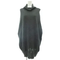 ミズイロインド mizuiro ind ニットベスト ノースリーブ カットオフ ロング丈 ウール混 グレー タートルネック /YJ