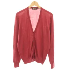 ロロピアーナ Loro Piana ニットカーディガン Vネック 長袖 ローゲージ 薄手 絹 シルク 50 赤 レッド FAF2845 /YTのサムネイル