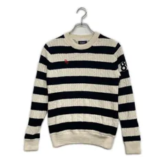 中古 レディース パーリーゲイツ PEARLY GATES セーター 1(M) 白×黒 ボーダー 裏地 カシミヤ