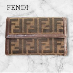 中古【FENDI】フェンディ 3つ折り財布 ズッカ柄 キャンバスレザー