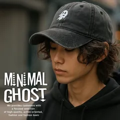 【ゆるゴースト♪】 キャップ 帽子 メンズ レディース ユニセックス Vintage ウォッシュ加工 刺繍 7986603 (ブラック)