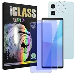 対応 Xperia 10 VI フイルム ブルーライトカット【2+2枚セッ-国産AGC旭硝子素材 】 SO-52E/SOG14 ガラスフイルム（２枚入り）+ レンズフィルム （２枚入り） エクスペリア10 VI 液晶 保護フィルム 強化ガラス ブルーライト レ