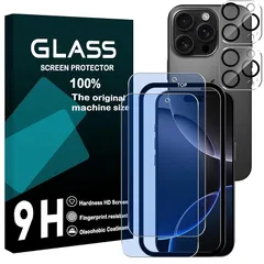 対応 iPhone 16 Pro フイルム ブルーライトカット ガイド枠付き 【2+2枚セッ- AGC旭硝子】 iPhone16 pro ガラスフイルム + レンズフィルム アイホン16プロ 液晶保護フィルム アイフォン16 pro 強化ガラス さらさら あい