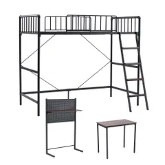  システムベッド ロフトベッド シングルサイズ パンチングボード付 収納棚付 デスク付 北欧風 スチール製 耐震設計 多機能ベッド 省スペース 子供部屋 大人用 インテリア家具 組立簡単 収納力抜群