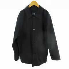 ギャップ GAP OLD オールド 00’S ナイロン コットン ステンカラーコート ジャケット ボタン 黒 ブラック L ヴィンテージ 無地