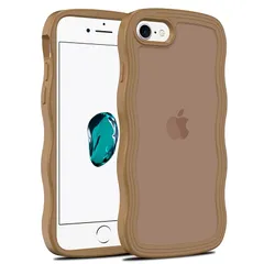 iPhone SE 第3世代 第2世代 ケース 耐衝撃 半透明 iPhone8 ケース 滑り止め PC iPhone7カバー TPUカバー 軽量 薄型 可愛い 人気 滑り止め ワイヤレス充電対応 スマホカバー EUMADOVE (ブラウンウェーブリム, iPh
