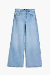 Desigual｜デシグアル ワイドレッグ Vウエスト ジーンズ デニムパンツ