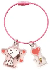 【中古】キーホルダー スヌーピー＆ウッドストック(ハート)(ピンク)) 「PEANUTS(SNOOPY) シークレット2チャームキーリング」