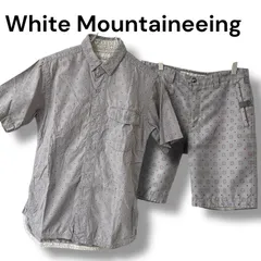 White Mountaineering ホワイトマウンテニアリング 半袖シャツ ショートパンツ セットアップ メンズ サイズ1 S相当 日本製 ポリエステル100 グレー 小紋柄 プリント 上下セット 0000874OC