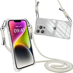 Peipeizi iPhone 13 Pro ケース ショルダー クリア 肩掛け 首掛け アイフォン13 Pro スマホケース ワイヤレス充電対応 カバー 耐衝撃 透明 軽量 全面保護 人気 韓国 柔軟 高質感(ホワイト)