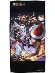 【中古】タオル・手ぬぐい(キャラクター) エレン＆ミカサ＆アルミン＆リヴァイ(クリスマス) グラフィック・フェイスタオル 「進撃の巨人」 ローソン 進撃の巨人キャンペーン第3弾 Loppi限定