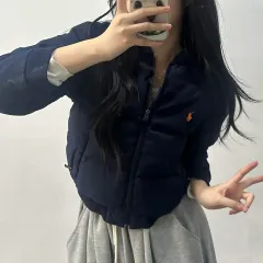ポロラルフローレン ネイビー パファー ダウン ジャケット ガールズ ダウンジャケット (S)