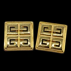 希少 美品 GIVENCHY ジバンシー 大ぶり 4Gロゴ イヤリング スクエア ゴールド ヴィンテージ ジュエリー アクセサリー
