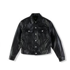 美品!希少 agnes b. homme 90s レザー トラッカージャケット - メルカリ