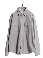 【お得なクーポン配布中!】 70s 80s USA製 ファイブブラザー シャモア クロス 長袖 シャツ メンズ XL ヴィンテージ ネルシャツ ヘビーウェイト フランネル グレー 無地