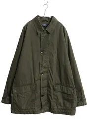 【お得なクーポン配布中!】 90s ポロ ラルフローレン コットン ハーフ コート メンズ XL オールド フルジップ ライナー付き ハンティング 無地 大きいサイズ オリーブ