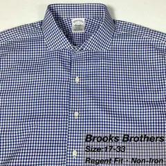 【17-33】Brooks Brothers ワイドカラーシャツ / Supima Cotton / Regent Fit ギンガムチェック Non-Iron XL相当 メンズ