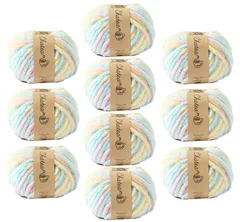 原ウール Knitworm 毛糸 10玉セット チャティカラフルモール 超極太 40g(約32m) ポリエステル100% 4.ノッシュ [4.ノッシュ]