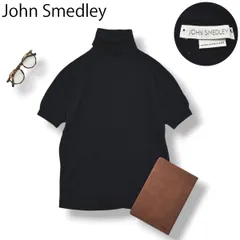 【美品】  英国製 ジョン スメドレー John Smedley  タートルネック 半袖 メリノウール ニット セーター M ネイビー レディース 女性用 ブリティッシュ トラッド 定番 ♪