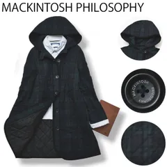 マッキントッシュフィロソフィー MACKINTOSH PHILOSOPHY フード付き キルティング ロング コート 36 ブラックウォッチ タータンチェック柄 レディース  トラッド ♪
