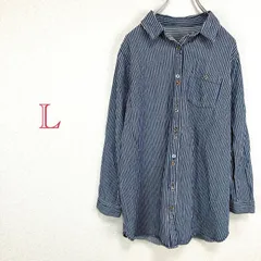 ヒッコリーシャツ【L】ストライプ　綿100% ボタン　ダンガリーシャツ