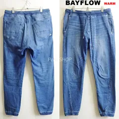 BAYFLOW　ベイフロー　裏起毛 テーパード ジョガーデニムパンツ　メンズ XL ～ L 相当　強 ストレッチ　暖パン　ライトブルー
