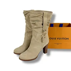ルイヴィトン　LOUIS VUITTON ショートブーツ　スエードレザー　ベージュ　35ハーフ　ウエスタン　ゴールド金具