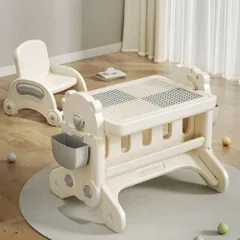 数量限定セール」キッズデスク チェア セット 学習デスクチェア ブロックテーブル ホワイトボード 多機能 キッズテーブル ミニテーブル 収納付き 子供用 キッズ 男の子 女の子 子供 誕生日 プレゼント  【ホワイト+グレー】