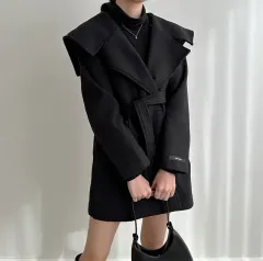 カラー別にコレクションしたくなるビック襟コート、アイボリー、ベージュ、ブラック