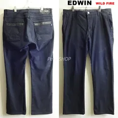 ビッグサイズ★　エドウィン　WILD FIRE　S403S　W95cm　ストレート　防寒防風デニム　ストレッチ　暖パン　メンズ　ブラック　チェック　Sz.36　EDWIN