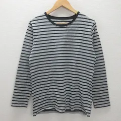 G■ナノユニバース/nano universe ロンT/カットソー ボーダー柄【M】黒灰/men's/62【中古】■