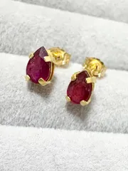 ルビー ピアス 6×4mm ペアシェイプ 14kgf 高品質レッド