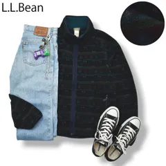 80s ヴィンテージ エルエルビーン L.L.Bean フリース ジャケット ジップアップ スタンドカラー ブルゾン ジャンパー L相当 ノルディック柄 総柄 マルチカラー アウトドア ウェア メンズ
