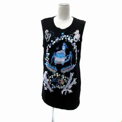 ディーゼル DIESEL カットソー ロング丈 ノースリーブ ラウンドネック プリント 黒 ブラック /YS4