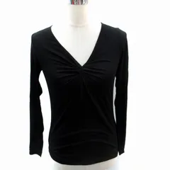 バーバリー ロンドン BURBERRY LONDON カットソー 長袖 Vネック ロゴ刺繍 1 黒 ブラック /SM20