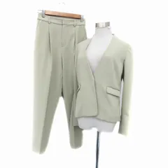 インデックス INDEX セットアップ ノーカラージャケット ミドル丈 テーパードパンツ アンクル丈 M 黄緑 ライトグリーン /HO27