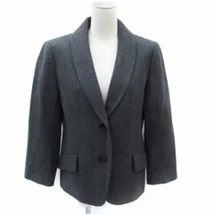 レキップヨシエイナバ L'EQUIPE YOSHIE INABA ショールカラージャケット ミドル丈 シングルボタン 総裏地 カシミヤ混 11 グレー /SM25