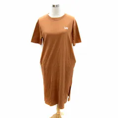 リー LEE ワンピース ロング丈 半袖 ラウンドネック ロゴプリント S 茶 ブラウン /SY47