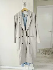 ライトグレー ロング コートジャケット F