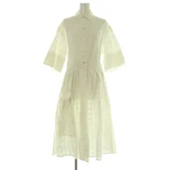 ティエリーコルソン Thierry Colson ホワイトギンガムチェックシャツワンピース ロング 五分袖 XS ホワイト /MY ■OS