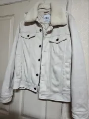 ZARA アイボリー スウェード ファー カラ ジャケット ZARA アウター